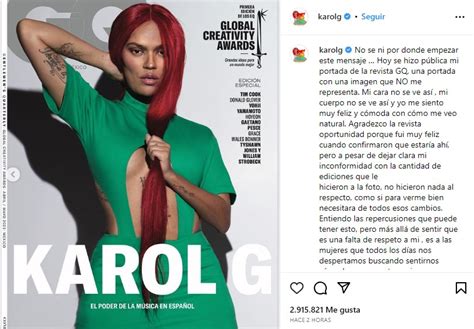 Karol G Rechaz El Retoque Excesiva De Sus Fotos En Una Revista No Me