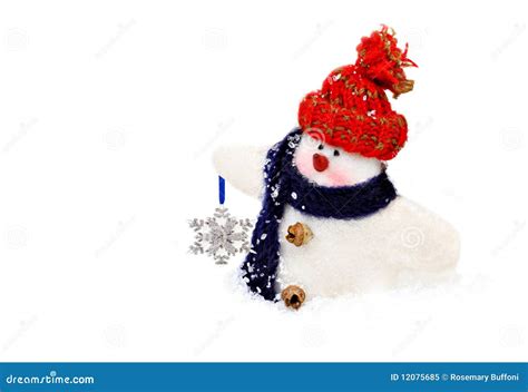 Handmade Snowman Carrying a Snowflake Stock Image - Image of wool ...