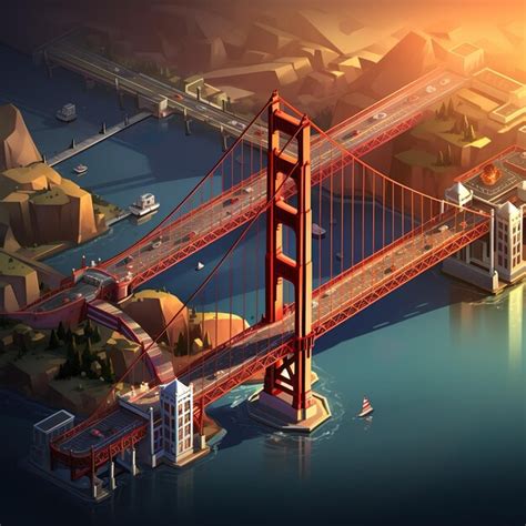 Premium Ai Image The Golden Gate Bridge Usa An Iconic D Isometric