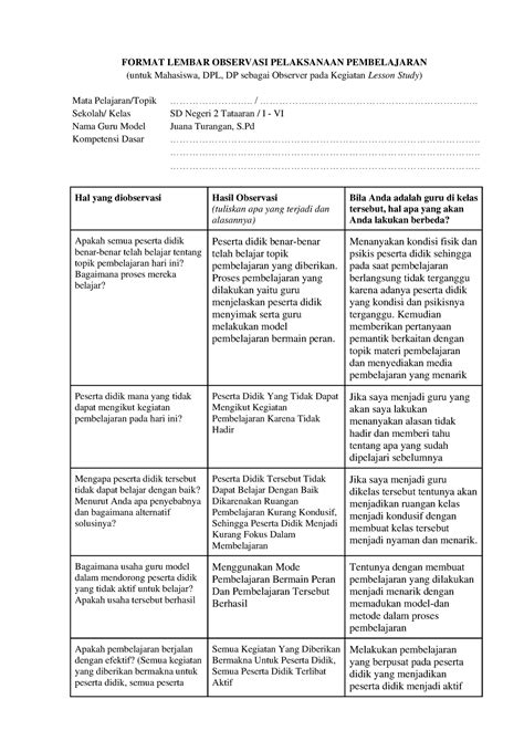 Lampiran Desi Fix Ppg Prajabatan Format Lembar Observasi