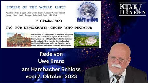 Rede Von Uwe Kranz Am Hambacher Schloss Vom 7 Oktober 2023 YouTube