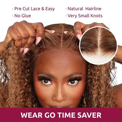 Beautyforever Glueless 6x475 Pre Cut Lace Honey Blonde Highlight Wigs Jerry Curly Human Hair