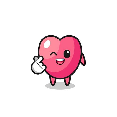 Premium Vector Heart Symbol Character Doing Korean Finger Heart