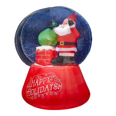 Airblown 5.5 ft. Projection Inflatable Snow flurry-Snow Globe Santa On ...