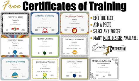 Free Certificate of Training Template - Customizable