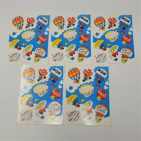 Sheets Of Vintage Stickers S Hallmark Hot Air Balloon Sticker Sheet EBay