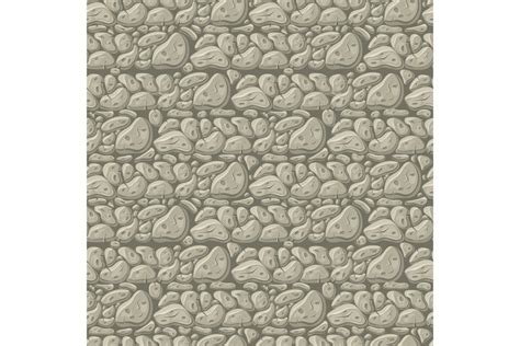 Rock seamless pattern, stone and pebble texture. Cartoon wal