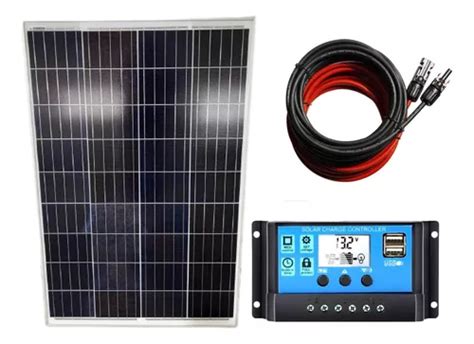 Kit Painel Placa Energia Solar 100w Contro30a Cabo E Mc4 Parcelamento