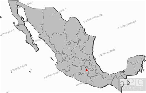 Map of Mexico with the provinces, Federal District is highlighted ...