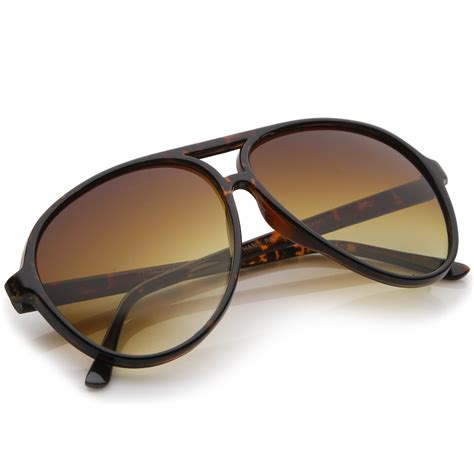 Retro Large Teardrop Shaped Lens Aviator Sunglasses 60mm Tortoise