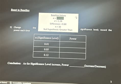 Reset to BaselineChange power each timeBaseline | Chegg.com 