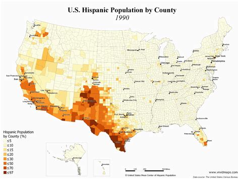 Us Hispanic Population By County 19902017 By Vivid Maps Medium