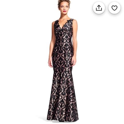 Adrianna Papell Dresses Adrianna Papell Mermaid Nude Black Lace