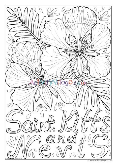 St Kitts and Nevis National Flower Colouring Page