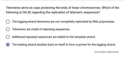 Solved Telomeres serve as caps protecting the ends of linear | Chegg.com 