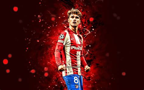 Antoine Griezmann Red Neon Lights Atletico Madrid FC French