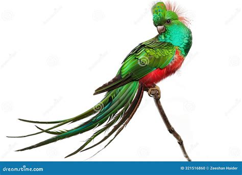 A Magnificent Resplendent Quetzal With Its Vibrant Green Body Stock