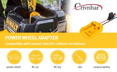 Power Wheel Adapter For Dewalt 20V Battery With Fuse Wire Terminals