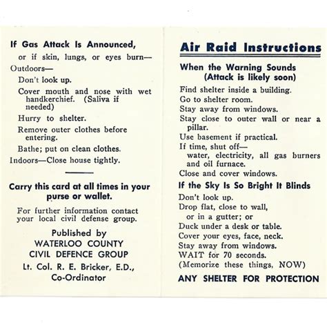 Air Raid Instructions Waterloo County Parry S Vintage