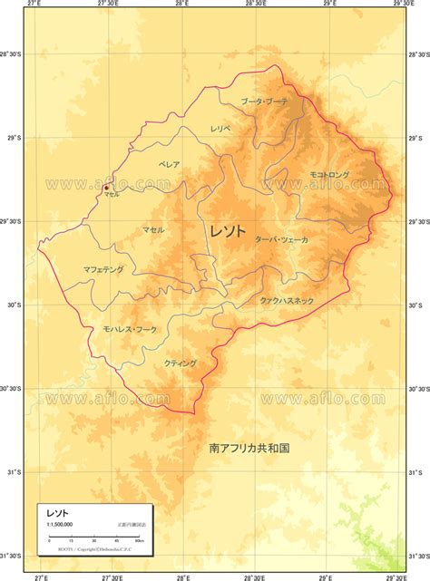 レソト 地勢図 ベクター地図素材のダウンロード販売 アフロモール