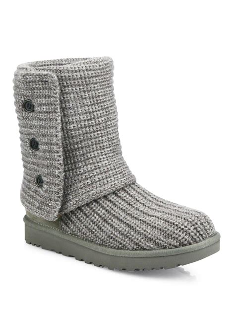 Lyst Ugg Classic Cardy Knit Boots In Gray