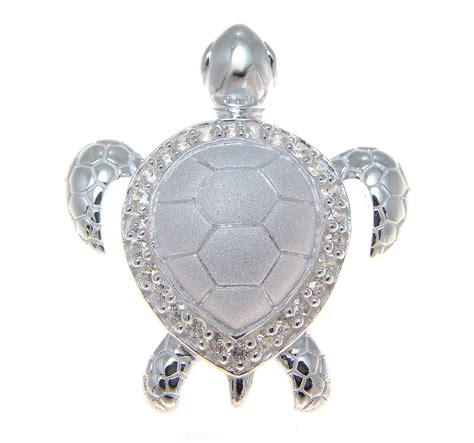 925 Sterling Silver 3d Hawaiian Honu Sea Turtle Slider Pendant Cz Sea