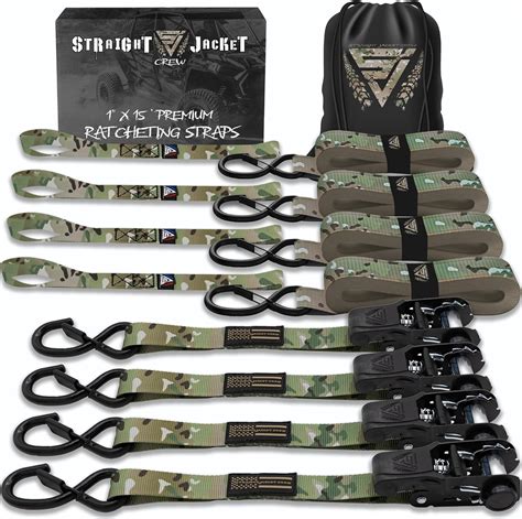 Amazon.com: Ratchet Tie Down Straps (4 Pack) - 1,823lb Max Break Strength incl. (4) Heavy Duty 1 ...