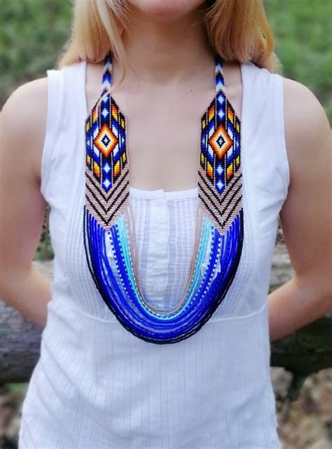 Native American Style Bead Necklace Bead Loom Necklace - Etsy