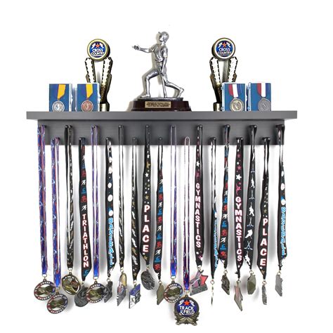 Award Medal Display Rack And Trophy Shelf 12 Medals Ball Holder Made In The Usa Sporting Goods