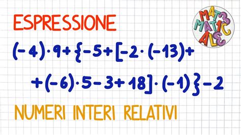 Espressione Numeri Interi Relativi Addizione Sottrazione