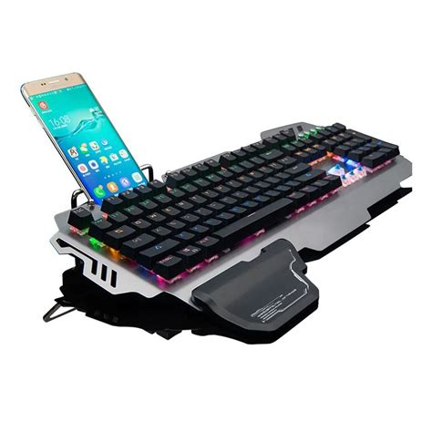 104 Keys Usb Wired Mechanical Keyboard Backlit Phone Holder Gaming