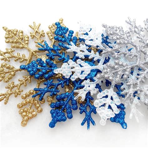 12 PCS Christmas Tree Ornaments Acrylic Snowflake Pieces Decorative