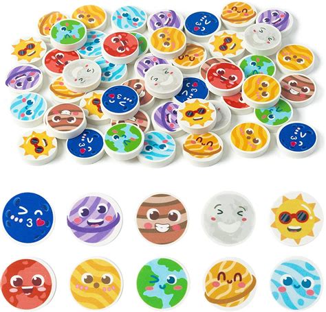 Haooryx 60pcs Solar System Mini Eraser For Kids Bulk Novelty Outer