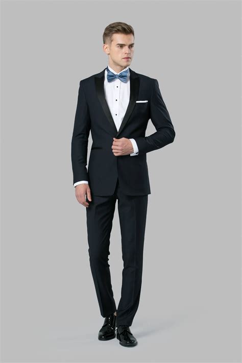 Black Suit with Blue Bow tie | Blue tuxedos, Navy blue tuxedos, Mens ...