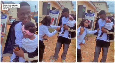 Double Blessing Nigerian Man Celebrates As He Graduates A Father