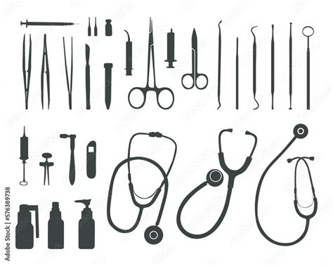 Medical tools silhouette, Doctor tools silhouette, Medical equipment SVG Stock Vector | Adobe Stock