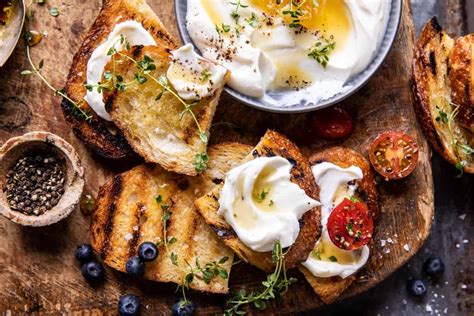 Whipped Ricotta Toast With Marinated Tomatoes And Lemon Thyme Honey