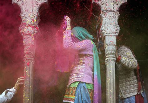 Colorful Hindu religious festival of Holi celebrated as the harvest ...