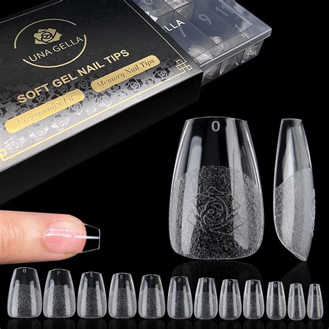 Una Gella Soft Gel Nails Tips Pre File 600 Short Coffin Gel Tips Press On Nails