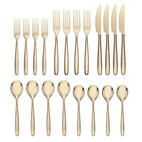 Oneida 894808 Storm Champagne Silverware Set 20 Piece Everyday