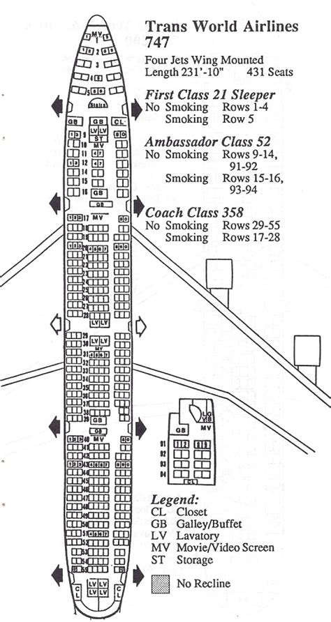 Vintage Airline Seat Map: TWA Boeing 747-100 - Frequently Flying