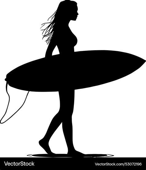 Female surfer silhouette Royalty Free Vector Image