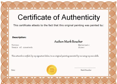 Best Certificate Of Authenticity Templates Word Pdf Day To Day