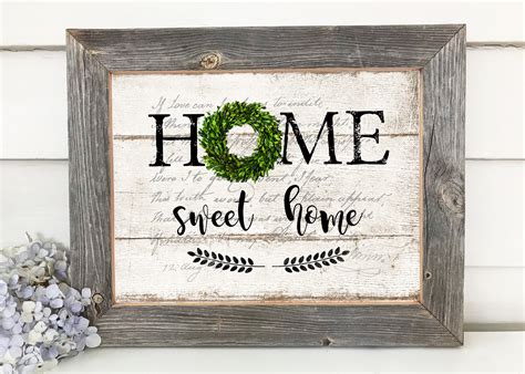 Home Sweet Home Sign Barnwood Frame Wall Art Housewarming Etsy