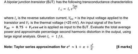 Solved A Bipolar Junction Transistor Bjt Has The Following Chegg