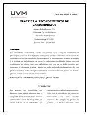 Practica Reconocimiento De Carbohidratos Pdf U Universidad Del