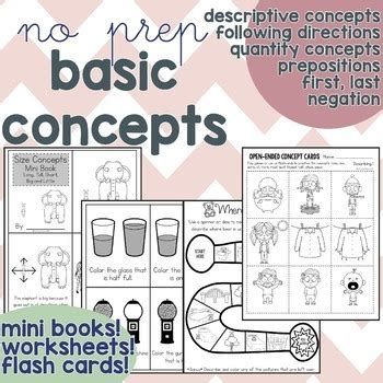 Basic Concepts No Prep Worksheets Print And Go By Cat Says Meow