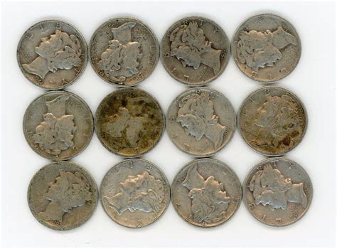 Junk Coins Pre 1965 (12) Mercury Silver Dimes 1916-1945 | Silver dimes, Coins, Silver coins