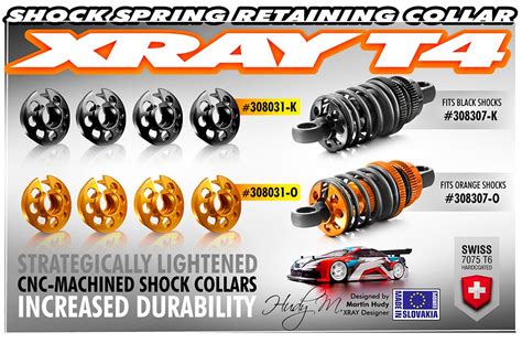 XRAY Alu Shock Spring Retaining Collar Black 4 Team NCRC