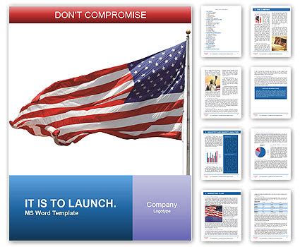 Us Flag Flapping On The Wind Word Template Design Id